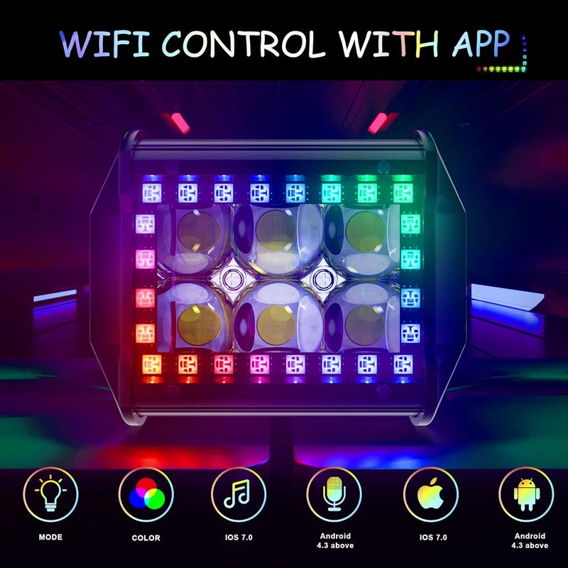 FEELON 4PCS 4" LED Spot Work Light Bar with Multi-Color Chasing RGB Halo - Image 3