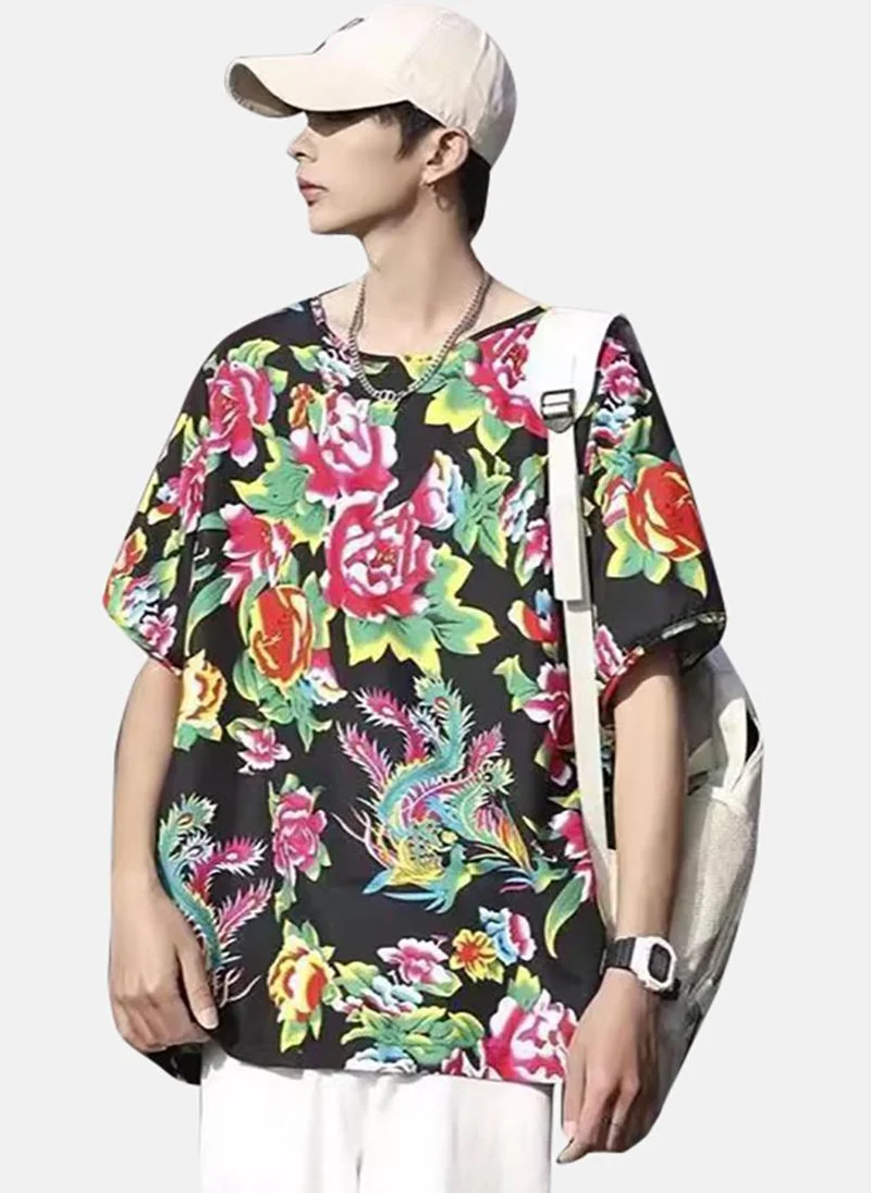 يونيكي Multicolour Printed Short Sleeve Round Neck T-Shirt