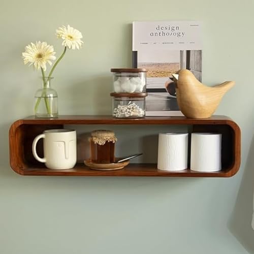 Ellementry Boxy Wooden Wall Shelf, Home Decor Items Wall Mounted Book Shelf Shelves for Living Room, Kitchen & Bedroom Decoration Floating Wall Shelves Hanging Wall Mount Display - Image 1