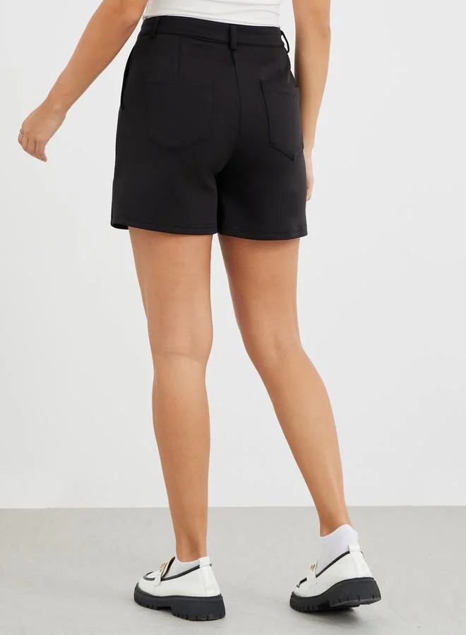 Styli Styli Knitted Buttoned Detail Short Skort