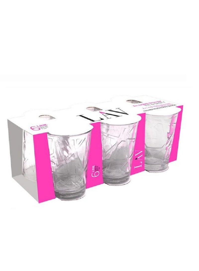 LAV 6 Pieces Line Water Glass Set 205 Ml - Clear - Image 4