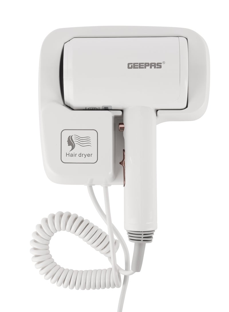 Geepas Wall Mounted Hair Dryer GHD86073, Hot & Cold Wind, Overheat Protection, Constant Temperature, Cool Shot Function, Strong Wind & Quiet Sound, Fast Drying Of Thick Hair, 1200W Power - Image 2