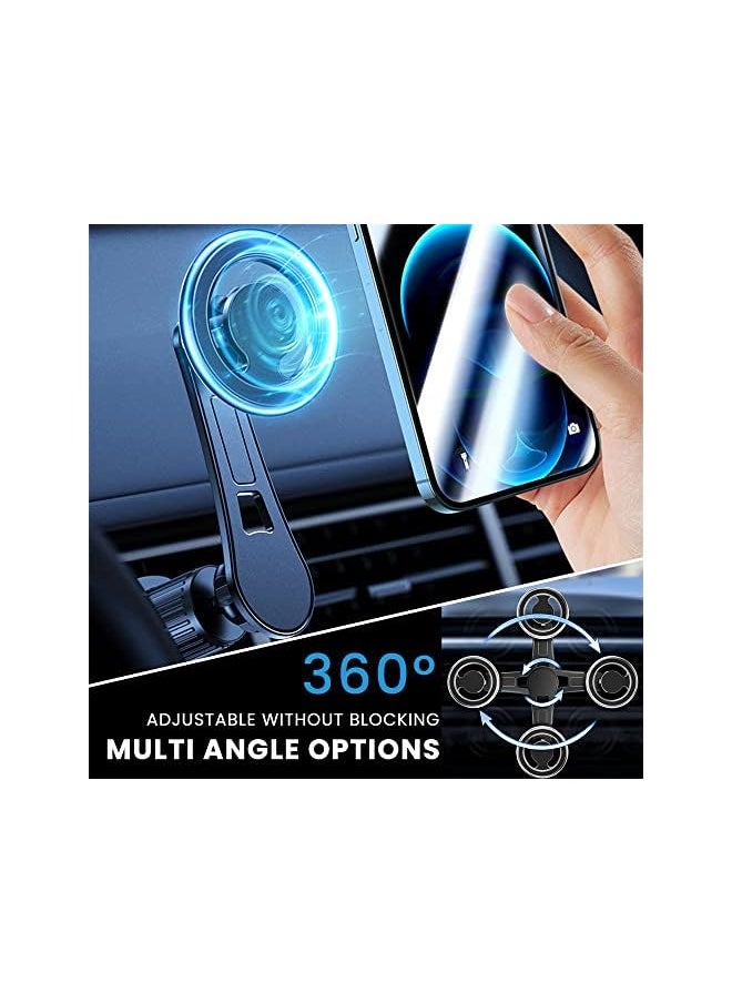 neotimely MagSafe Magnetic Phone Holder Car Mount, Phone Mount Holder for Car Vent Magnetic, Hands Free iPhone Car Holder Mount Fit for iPhone 14 13 12 Pro Plus Max Mini for MagSafe Phone (Black)  - Image 3