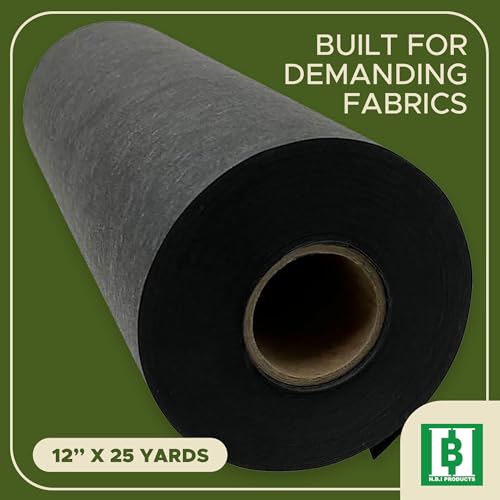 HBI H.B.I. PRODUCTS HBI Products Black Cut Away Embroidery Stabilizer 12 x 25 Yard Roll 25 oz Permanent Cutaway for Machine Embroidery Stretch Dark Fabrics Made in USA - Image 3