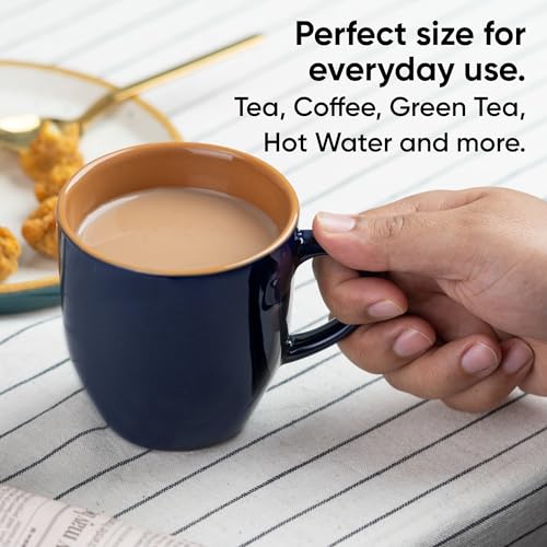 Shay Ceramic Coffee Mug Set, Set of 2, 300ml, Midnight Blue | Medium Mug | Glossy Finish | Stoneware Coffee Cup Set | Ceramic Cup | Microwave Safe (Midnight Blue Milk Mug, Set of 2) - Image 5