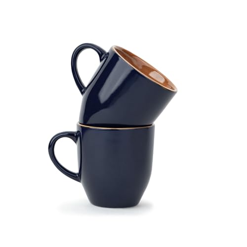 Shay Ceramic Coffee Mug Set, Set of 2, 300ml, Midnight Blue | Medium Mug | Glossy Finish | Stoneware Coffee Cup Set | Ceramic Cup | Microwave Safe (Midnight Blue Milk Mug, Set of 2) - Image 1
