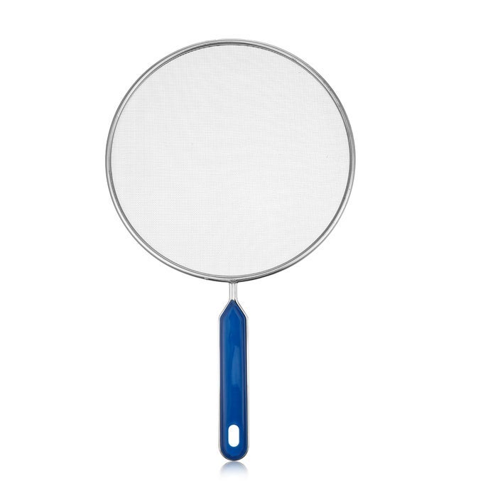 STAINLESS STEEL GREASE SPLATTER SCREEN FOR FRYING PAN 8 SPLATTER GUARD WITH COMFORTABLE GRIP HANDLE PAN COVER COOKING PROTECTOR ULTRA FINE MESH PREVENTS OIL SPLATTERS AND MESSES FOR FRYING COOKING