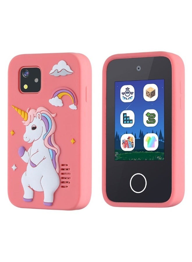 BlueFire Pink Kids Smart Phone Toy Touchscreen - HD Dual Camera Mobile | Learning Phone for Kids with Music Player | Educational Games for Girls | Voice Recording, Camera Video Fun with Silicone Case | 32GB Memory Support - Image 1