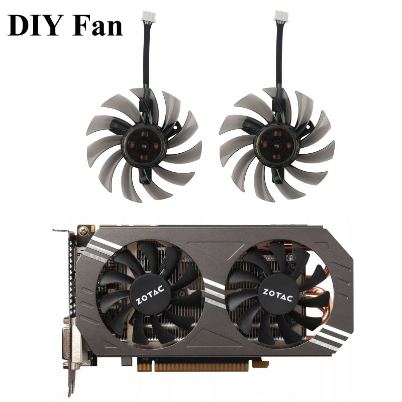 inRobert 75mm GA81S2U DC 12V 0.38A 4Pin Cooler Fan Video Card Fan Replacement for Zotac GTX 970 Dual Fan Graphic Card (DIY Fan) - Image 2