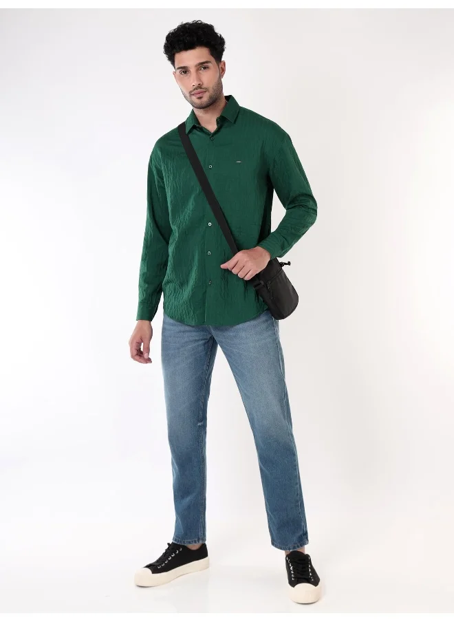 بيونغ Lush Green Full Sleeves Casual Shirt for Men