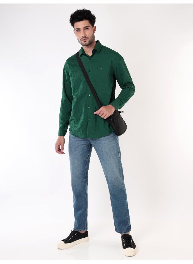 Beyoung Lush Green Full Sleeves Casual Shirt for Men  - Image 2