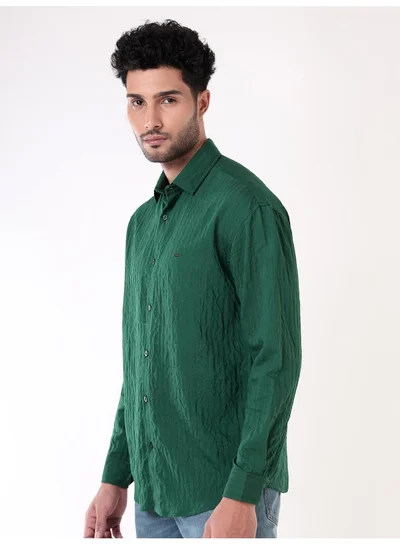 Beyoung Lush Green Full Sleeves Casual Shirt for Men