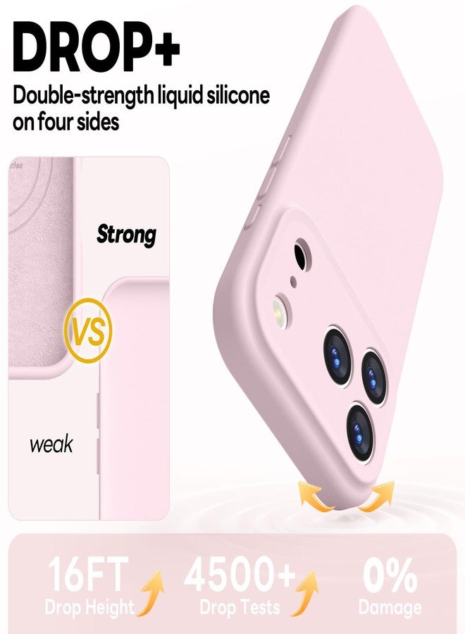 Vooii Magnetic for iPhone 17 Pro Case, Compatible with Magsafe (Premium Liquid Silicone) (Integrated Camera Control Button) Full Body Protective Anti-Scratch Microfiber Lining 6.3", Chalk Pink - Image 4