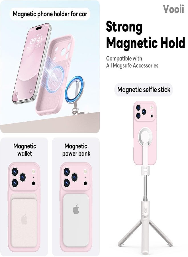 Vooii Magnetic for iPhone 17 Pro Case, Compatible with Magsafe (Premium Liquid Silicone) (Integrated Camera Control Button) Full Body Protective Anti-Scratch Microfiber Lining 6.3", Chalk Pink - Image 3