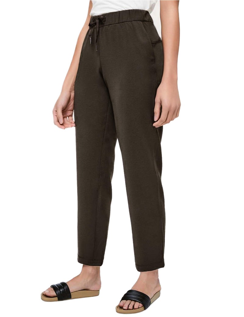 AJISAI 7/8 Joggers Travel Pants with Pockets Lounge Casual Stretch Workout Pants for Women Dark Green 27" M - Image 1