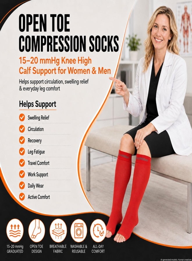 Doc Miller Open Toe Compression Socks 15-20 mmHg for Women & Men - Image 3
