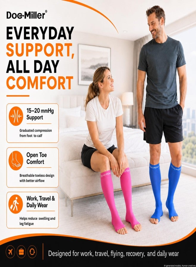 Doc Miller Open Toe Compression Socks 15-20 mmHg for Women & Men - Image 2