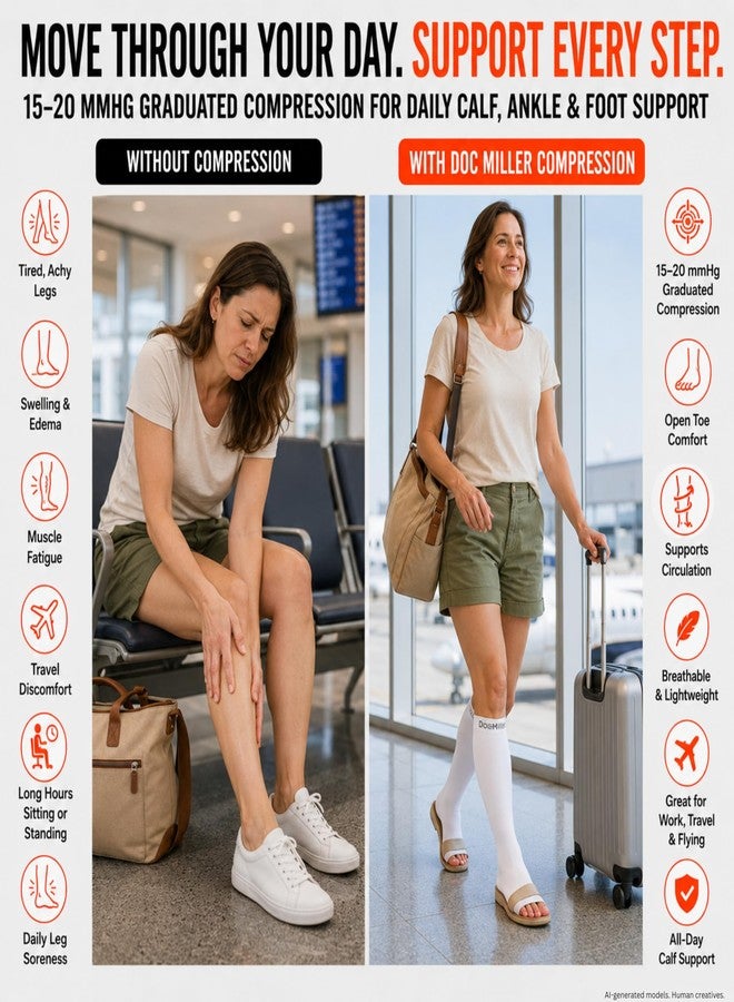 Doc Miller Open Toe Compression Socks 15-20 mmHg for Women & Men - Image 4