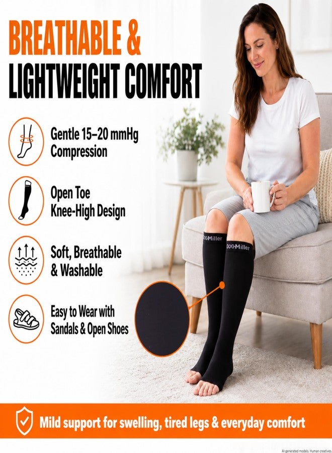 Doc Miller Open Toe Compression Socks 15-20 mmHg for Women & Men - Image 5