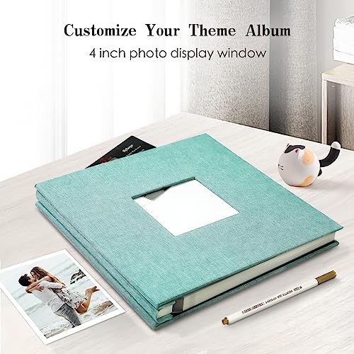 Spbapr Large Photo Album Self Adhesive 3x5 4x6 5x7 8x10 Pictures Magnetic Scrapbook 40 Blank Pages Linen Cover DIY Album with A Metal Pen Turquoise - Image 2