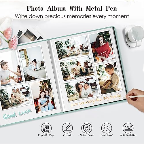 Spbapr Large Photo Album Self Adhesive 3x5 4x6 5x7 8x10 Pictures Magnetic Scrapbook 40 Blank Pages Linen Cover DIY Album with A Metal Pen Turquoise - Image 5