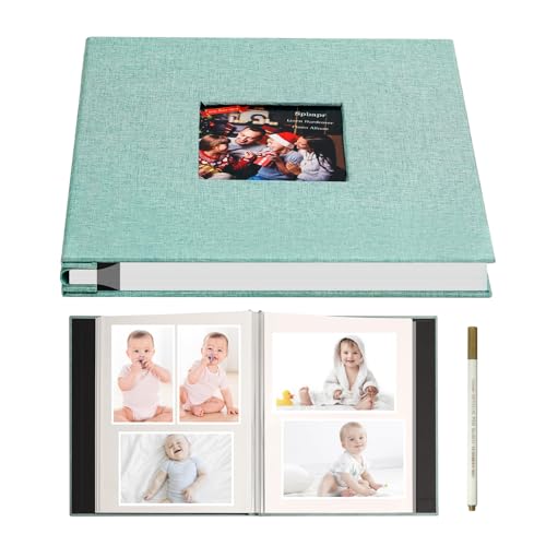 Spbapr Large Photo Album Self Adhesive 3x5 4x6 5x7 8x10 Pictures Magnetic Scrapbook 40 Blank Pages Linen Cover DIY Album with A Metal Pen Turquoise - Image 1