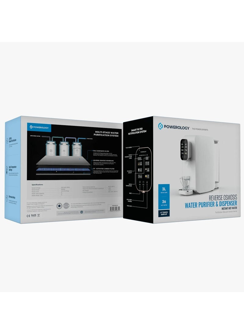 Powerology - Reverse Osmosis Water Dispenser and Purifier 2000W/ Instant Hot Water / Multi-Stage Water Purifying System / 4" Touch Display / 3L Water Tank - White - Image 1