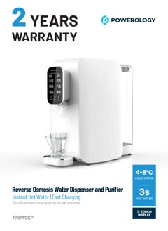 Powerology Reverse Osmosis Water Dispenser and Purifier 2000W/ Instant Hot Water / Multi-Stage Water Purifying System / 4" Touch Display / 3L Water Tank - White  - Image 1