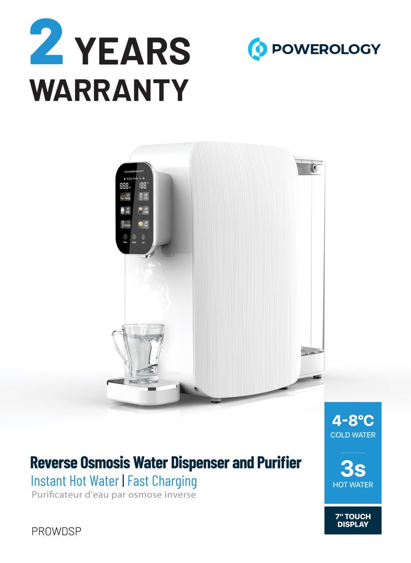 Powerology - Reverse Osmosis Water Dispenser and Purifier 2000W/ Instant Hot Water / Multi-Stage Water Purifying System / 4" Touch Display / 3L Water Tank - White - Image 1