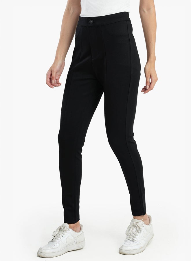 Clue Cotton Blend Black Leggings  - Image 2