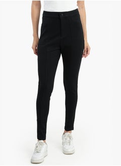 Clue Cotton Blend Black Leggings  - Image 1