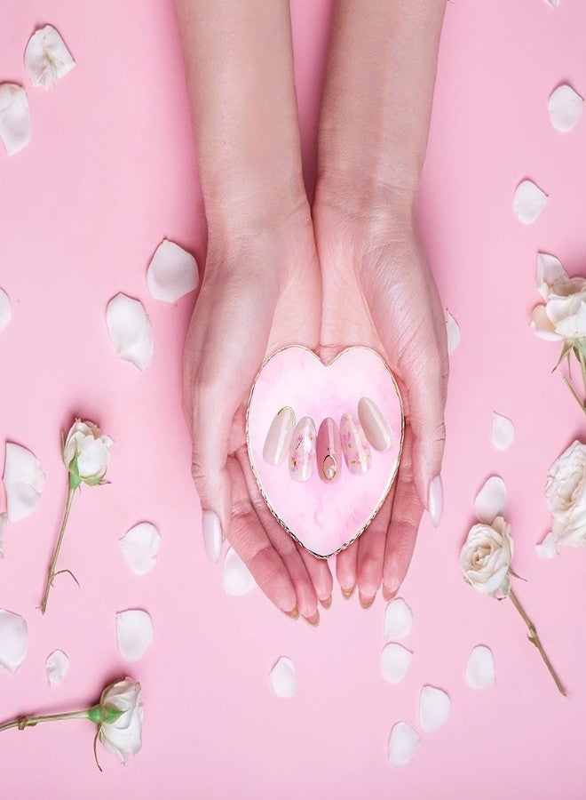 Molain Nail Art Palettes Resin Nail Mixing Palette Polish Color Mixing Plate Golden Edge Resin Nail Holder Heart Shape Cosmetic Mixing Tools - Image 3