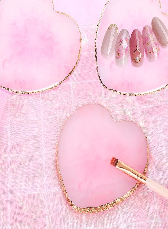 Molain Nail Art Palettes Resin Nail Mixing Palette Polish Color Mixing Plate Golden Edge Resin Nail Holder Heart Shape Cosmetic Mixing Tools - Image 5