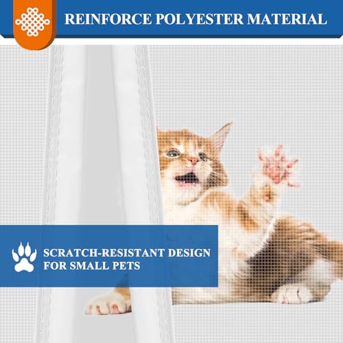 MAGZO Magnetic Screen Door, Fits 32'' x 80'' Door, Tear-Resistant High-Density Fiber Mesh, Keep Annoying Creatures Out, Pet Friendly, with Unique Keep Open Straps if Don't Need Close, Enjoy Fresh Air, White - Image 3