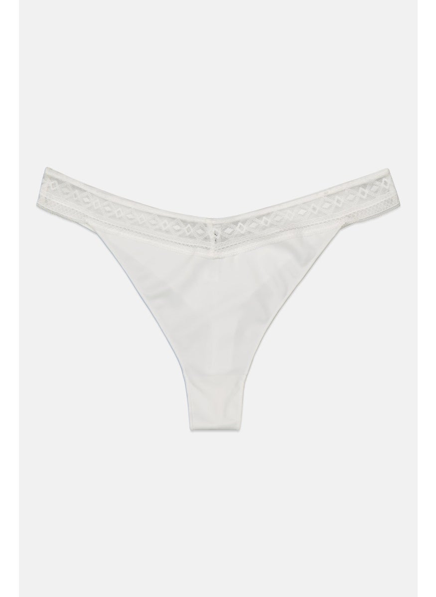 Etam Women Textured Thong Style Panty, White  - Image 1
