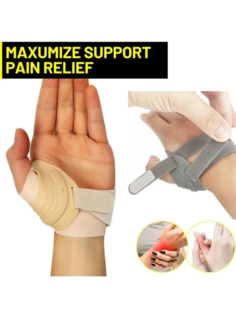 AROAQ Thumb Support Brace, Restriction Splint Thumb Stabilizer, Adjustable CMC Joint Thumb Brace, Pain Relief Thumb Stabilizer Brace For Both Men And Women, (Pack Of 2pcs, Medium, Beige Right)  - Image 3