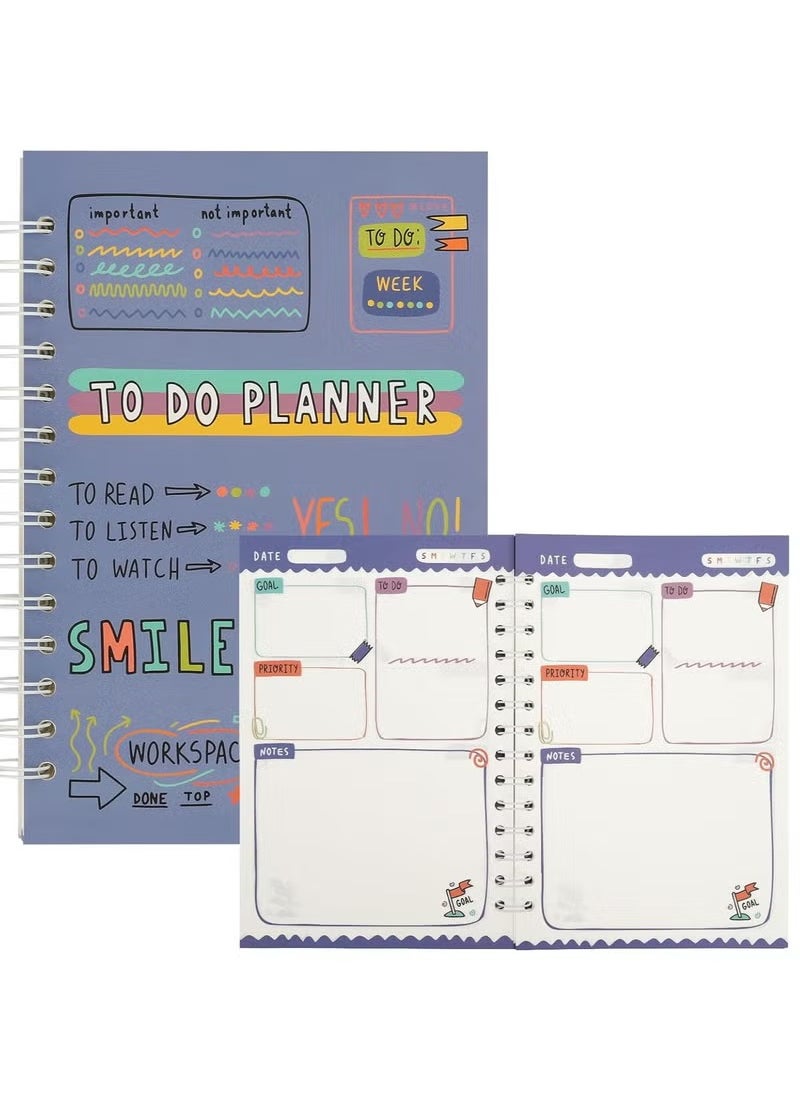 Generic Daily Planner, To Do List Notebook for Work with 64 Sheets, Hourly Schedule for Tasks, Spiral Hardcover, Academic Calendar  - Image 1