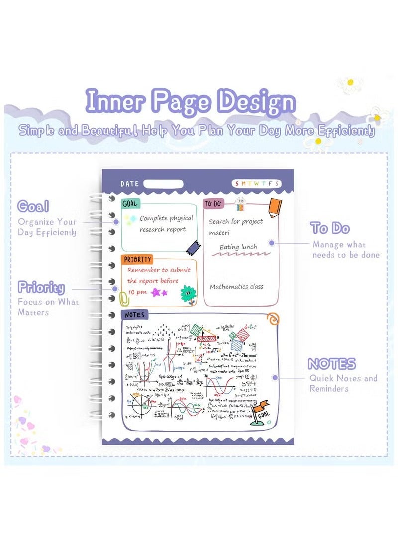 Daily Planner, To Do List Notebook for Work with 64 Sheets, Hourly Schedule for Tasks, Spiral Hardcover, Academic Calendar - Image 3