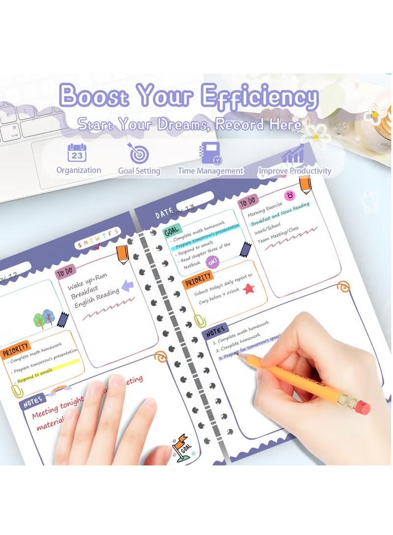 Daily Planner, To Do List Notebook for Work with 64 Sheets, Hourly Schedule for Tasks, Spiral Hardcover, Academic Calendar - Image 5