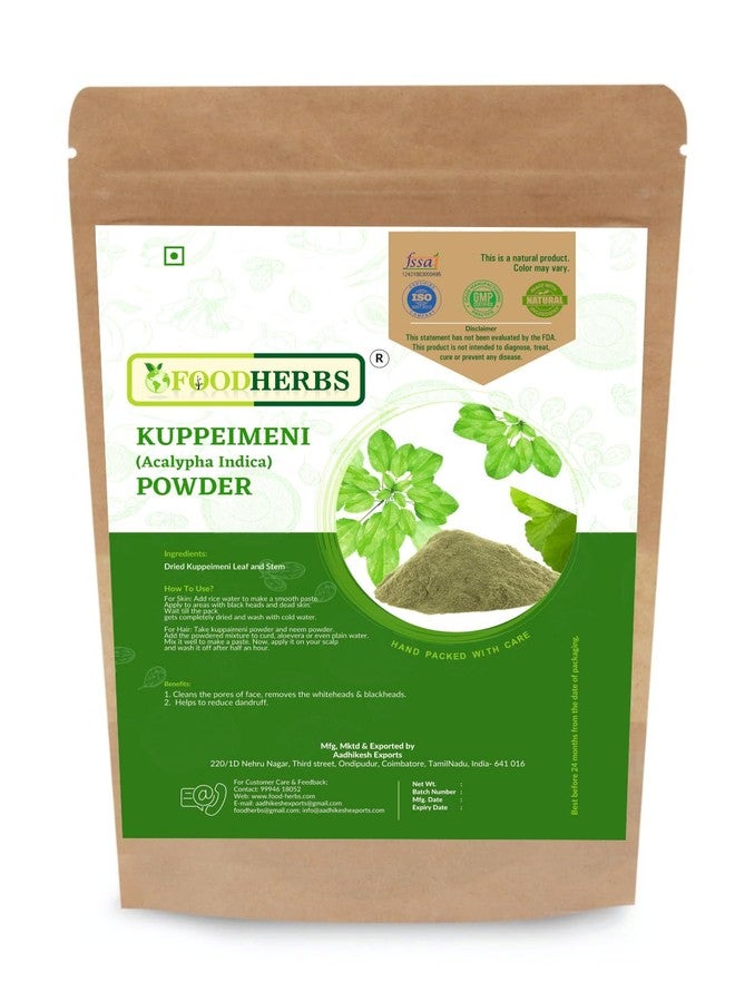 FOODHERBS Kuppaimeni Powder | Natural Facial Hair Removal | 200 Gm/0.44 Lbs | Clear Skin | Acalypha Indica | Harita Manjari - Image 1