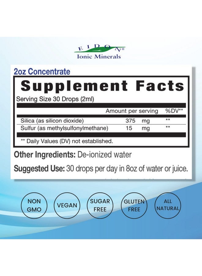 Eidon Ionic Minerals Joint Support Supplement Liquid Concentrate - Contains Ionic Silica and Sulfur, Joint Support Drops, Stronger Hair, Skin, and Nails, Bioavailable, No Preservatives - 2 oz - Image 2