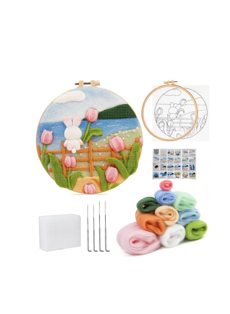 Captaintech Handcrafted Tulip Needle Felting Kit for Beginners - Felt Needle Painting Kit, Tulip Needle Felting Kit: Create Beautiful Wool Art for Home Decor - Image 1