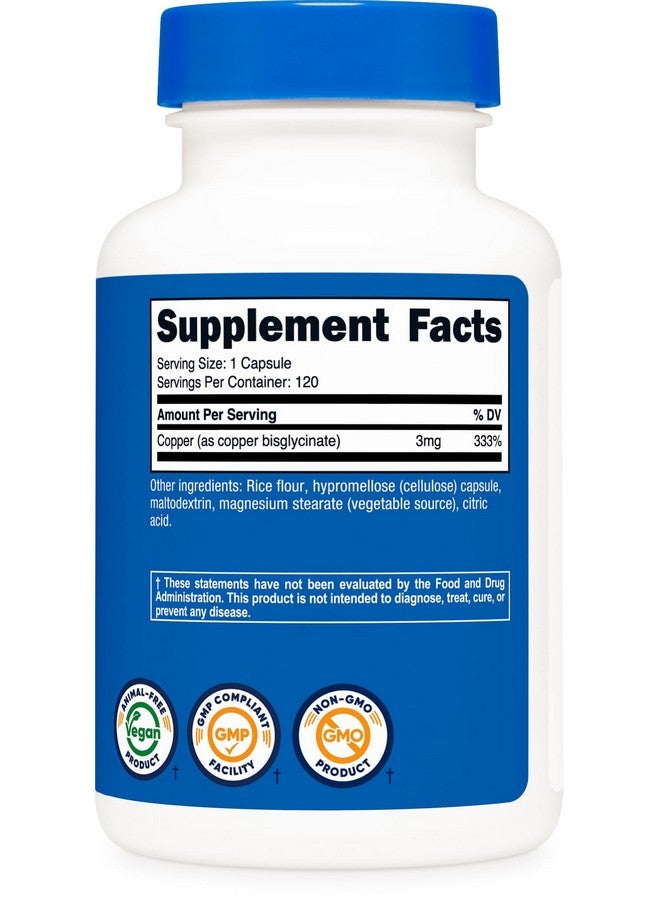 كبسولات نيوتريكوست جليسينات النحاس (120 كبسولة، 3 ملغ من النحاس لكل حصة) - غير معدلة وراثيًا، نباتية - Image 5