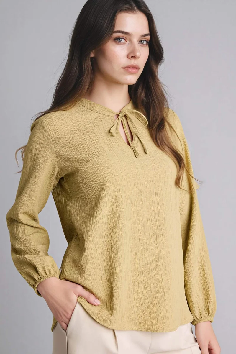 DeFacto Regular Fit Crew Neck Long Sleeve Blouse