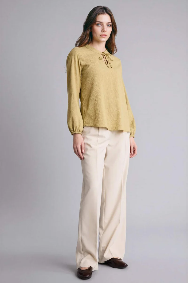 DeFacto Regular Fit Crew Neck Long Sleeve Blouse