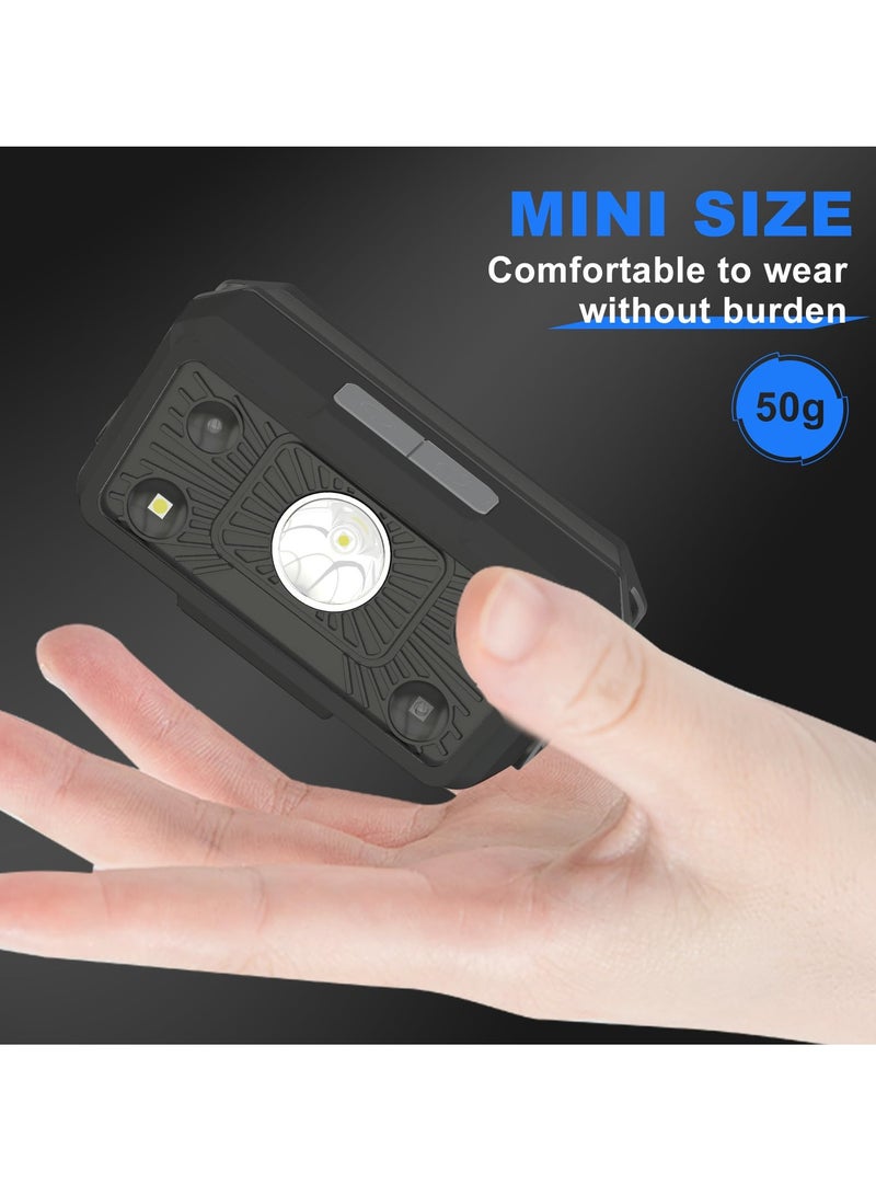 سيوسي مصباح أمامي فائق السطوع وقابل لإعادة الشحن مع 5 أوضاع إضاءة ومستشعر حركة، مصباح أمامي مريح وقابل للتعديل للبالغين، مصباح أمامي مثالي للتخييم في الهواء الطلق والجري والمشي - Image 3