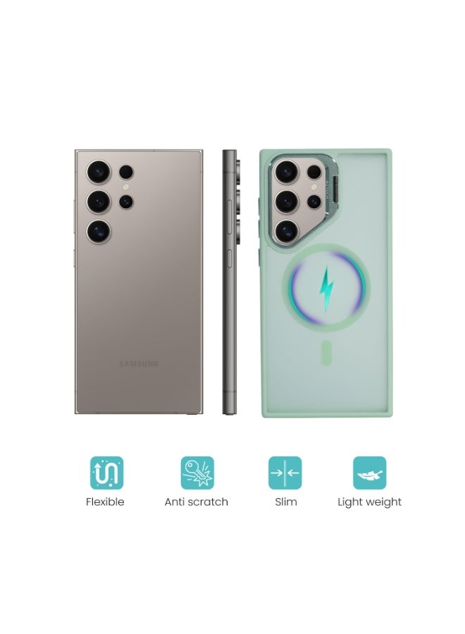 Aztech SuperShield Matte Case for Samsung Galaxy S23 Ultra Gray Black MagSafe Compatible Magnetic Ring, Built-in Camera Kickstand, Shockproof & Scratch-Resistant Matte Finish Slim Cover - Image 3