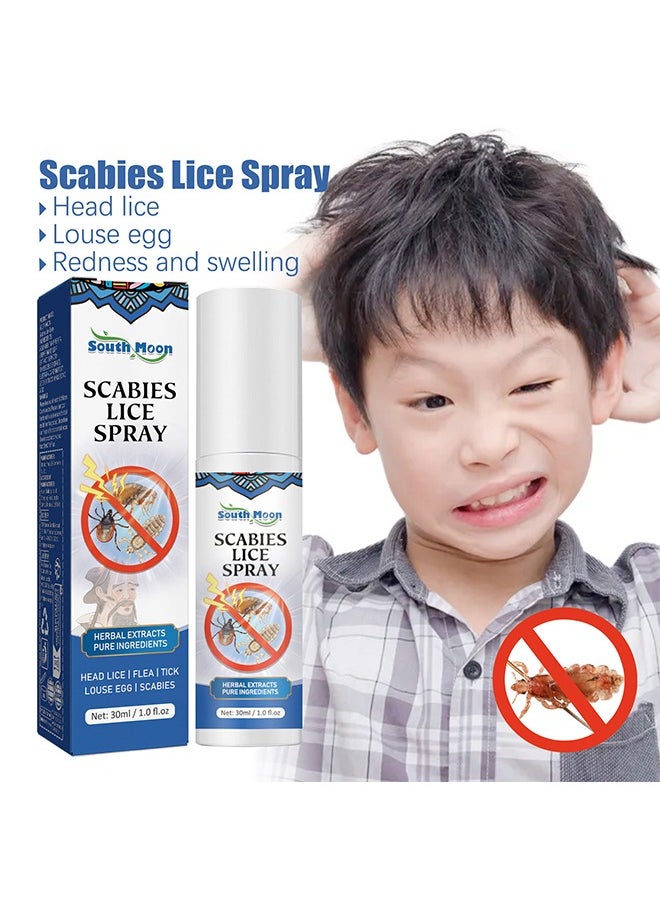 SOUTH MOON Scabies Lice Spray，Hair Lice Repellent Spray Anti-Lice and Nits Topical Spray 30ml  - Image 1
