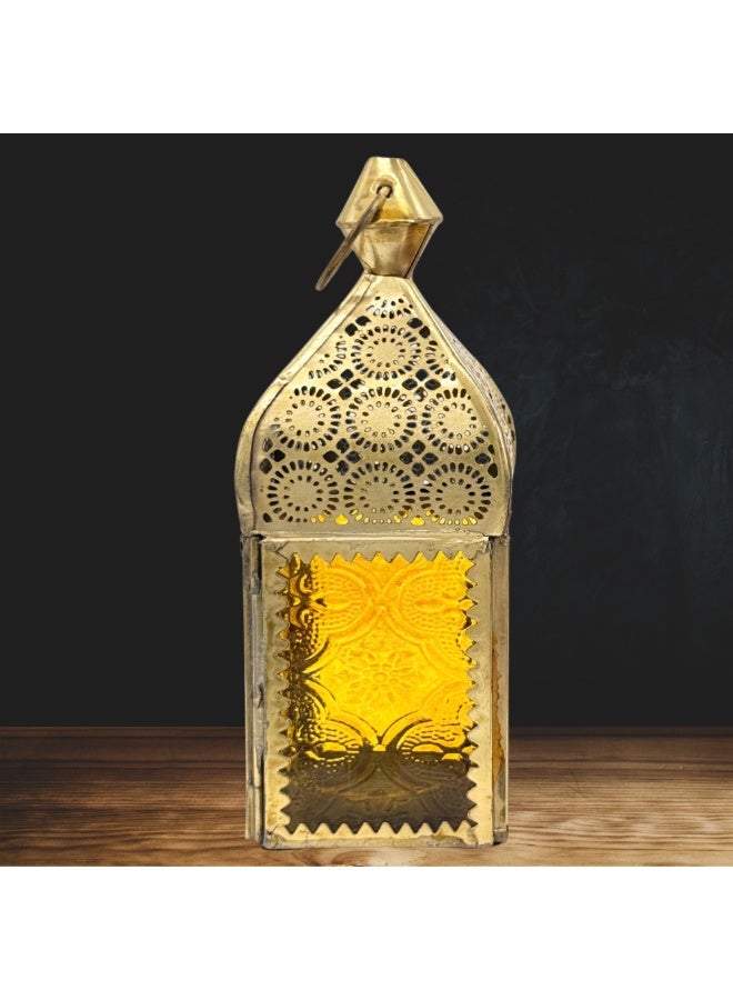 سوق ديزاينز مجموعة فوانيس رمضان من سوق ديزاينز، قطعتان - فانوس شموع لتزيين المنزل - فانوس معدني على الطراز المغربي، مثالي كفانوس طاولة وفانوس هدية للديكور الداخلي والخارجي، باللونين الأحمر والأصفر - Image 4