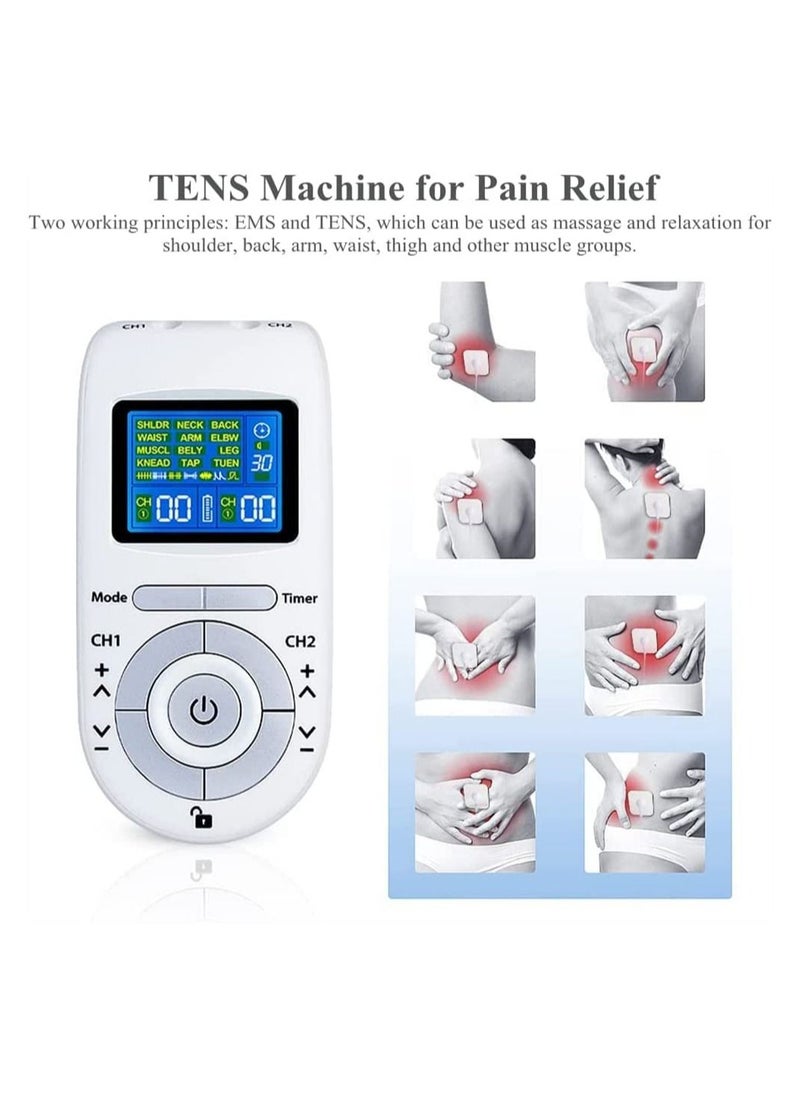 Y&D - Tens Muscle Stimulator, Wireless Dual Channel, TENS machine pulse massager, 12 Modes, with 4 Pads for Pain Relief, Gym Neck and Back Relief - Image 1